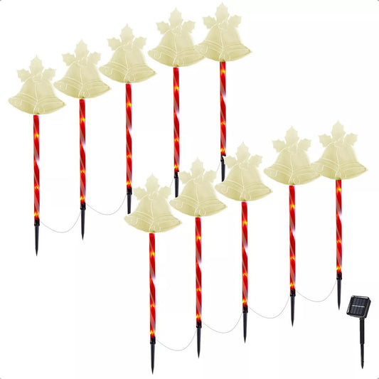Pack X10 Luces Navideñas Solares Campana Calida Pack Luces Navidad Exterior Solares X10 Pack X10 Estaca Navieña Campana Calida Arcashopping Pack X10 Luces Navideñas Estacas Solares Luces Navidad Solar