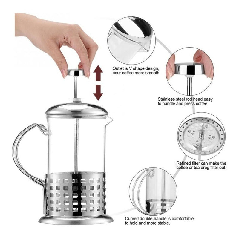 Cafetera Francesa Prensa De Émbolo Acero Inoxidable 600 Ml