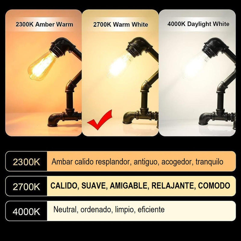 Ampolleta Vintage 6w E27 Filamento Luz Cálida Ampolleta Led