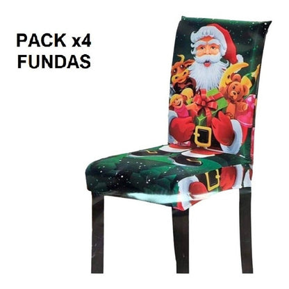 Pack 4 Fundas Navideñas Sillas Fundas Para Sillas De Navidad