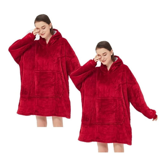 Pack X2 Poleron Frazada Gigante Poleron Sherpa Polar Capucha
