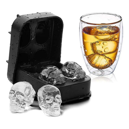 Pack X4 Cubetera Hielo Silicona Calavera Molde Hielo Flexibl