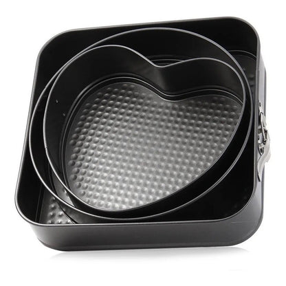 Set 3 Molde De Corazon Desmontable Antiadherente Torta Pan
