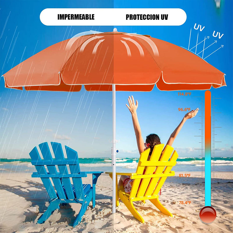 Sombrilla Paraguas Quita Sol Para La Playa 150cm Multicolor