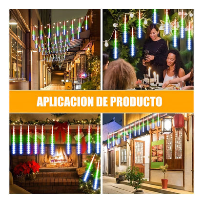 Luces Lluvia De Meteoritos Luces Guirnalda Luces Led Navidad Arcashopping Lluvia De Meteorito Decorativa Navidad Multicolor Cadena De Luces 8 Tubos Cascada De Navidad