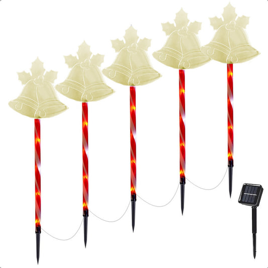 Pack X5 Luces Navideñas Solares Campana Calida Luces Navidad Exterior Solares Estaca Navieña Campana Calida Arcashopping Luces Navideñas Estacas Solares Luces Navidad Solar
