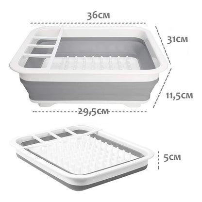 Secaplatos Escurridor Colador Plegable Silicona Multifunción Color Blanco Con Gris