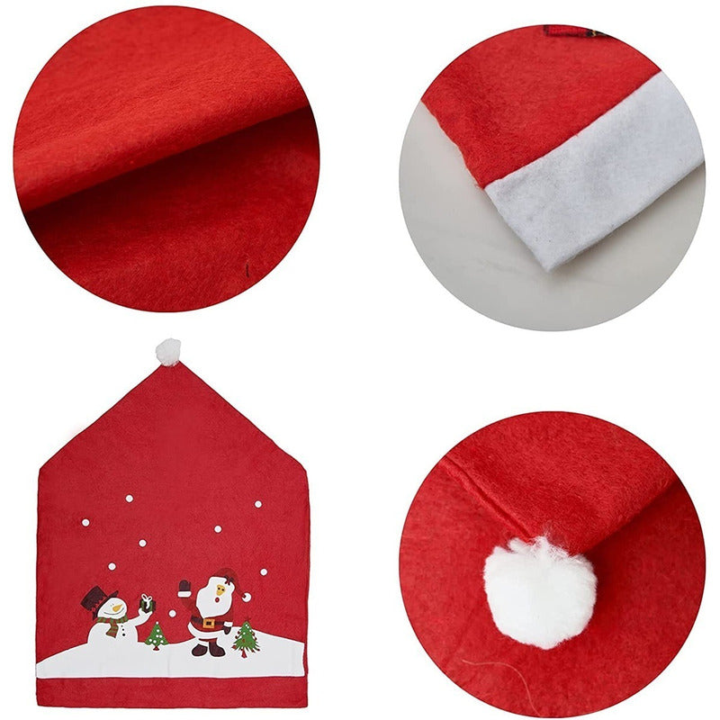 Pack 4 Fundas Navideña Para Respaldo Silla Fundas Para Silla