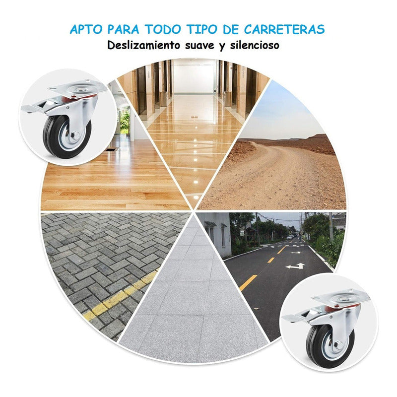 Pack X6 Rueda Giratoria  Rueda 4 Pulgadas Rueda Con Freno