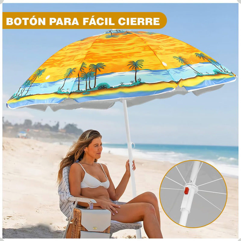 Sombrilla Paraguas Quita Sol Para La Playa 150cm Multicolor