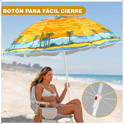 Sombrilla Paraguas Quita Sol Para La Playa 150cm Multicolor