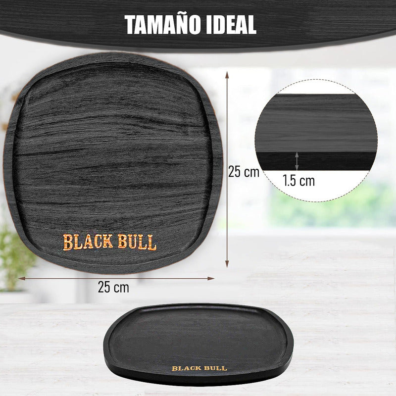 Plato De Madera Bamboo Plato Negro Plato De Madera 25cm Bandeja De Madera De Bambu Arcashopping Plastos De Madera Plastos Negros Platos Decorativos Plato Para Picoteo Black Bull