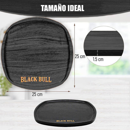 Plato De Madera Bamboo Plato Negro Plato De Madera 25cm Bandeja De Madera De Bambu Arcashopping Plastos De Madera Plastos Negros Platos Decorativos Plato Para Picoteo Black Bull