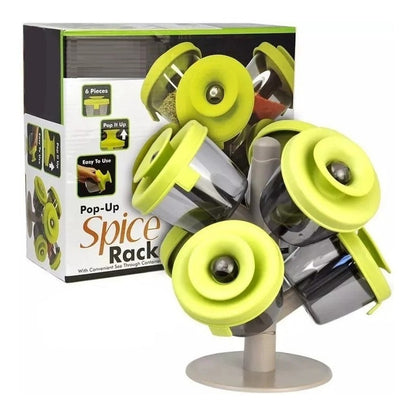 Especiero 6 Piezas Con Tapas Condimentero Organizador Rack