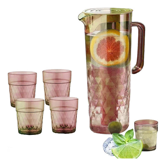 Set Jarra 2 Litros + 4 Vasos Jarra Agua Jugo Refrigerante