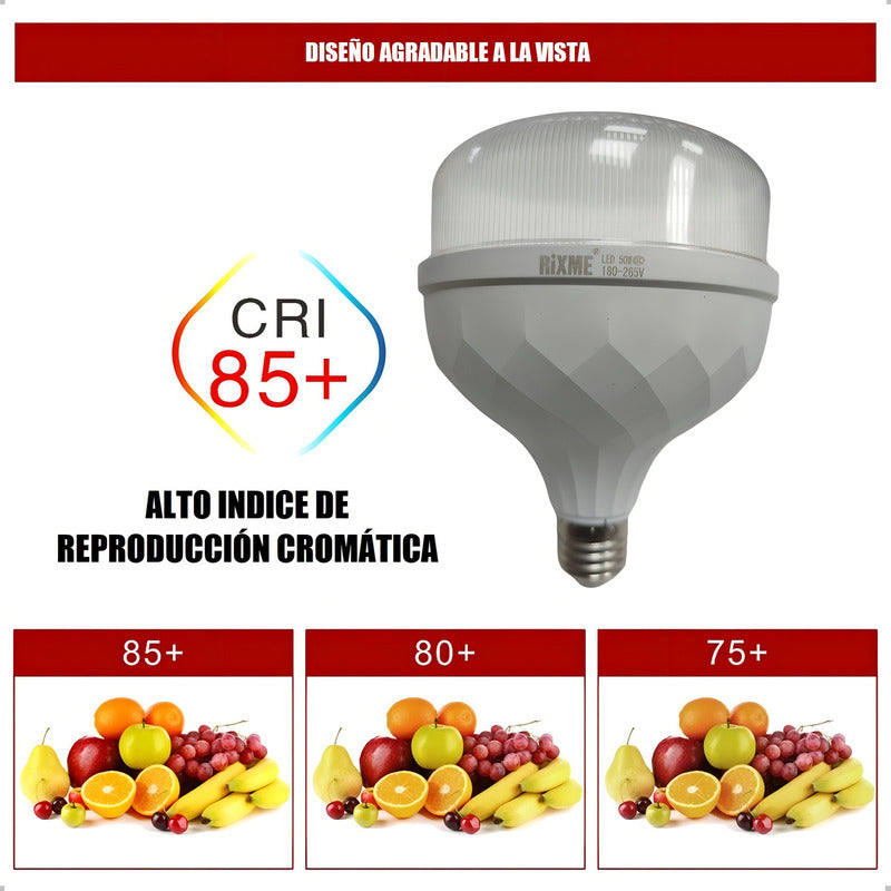 Ampolleta Led T140 50w E27 Empavonada Grande Luz Blanco Frío