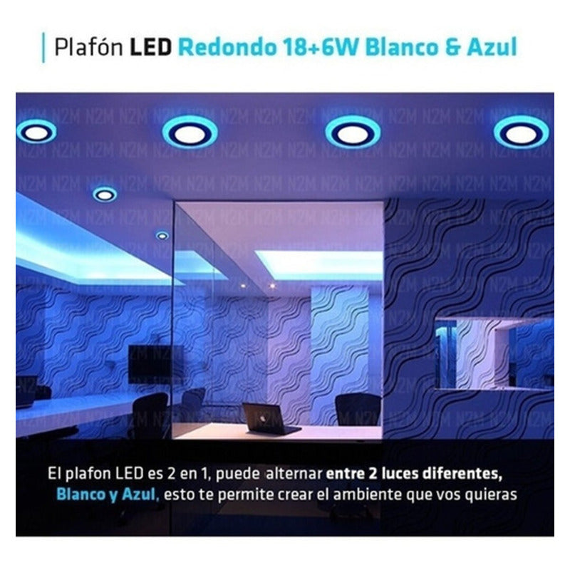 Pack X2 Plafon Led Plafon Techo Focos Led Interior 18+6w Azu
