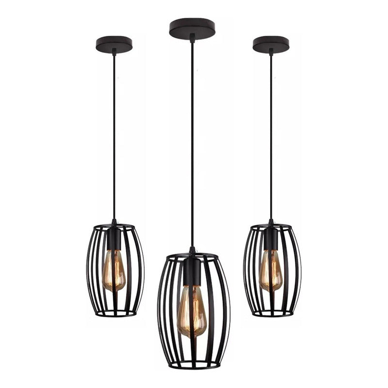 Pack X3 Lámpara Colgante Vintage Ovalada Lámparas Living E27