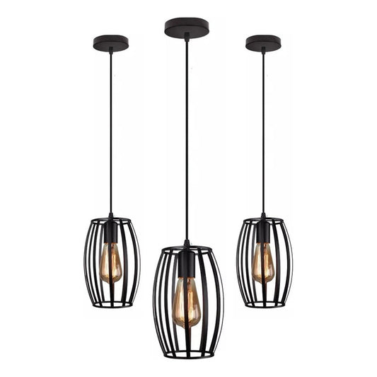 Pack X3 Lámpara Colgante Vintage Ovalada Lámparas Living E27
