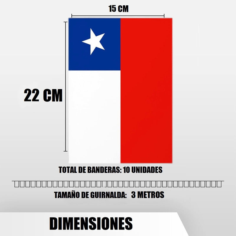 Pack X3 Guirnaldas Fiestas Patrias Banderines Decorativo 3m