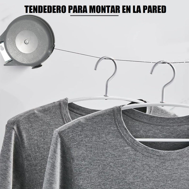 Tendedero De Ropa Retráctil Carrete Colgador Pared 12 Metros