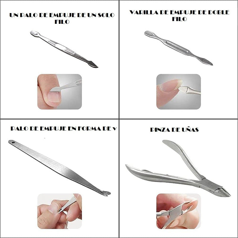 Pack X2 Set Manicure Permanente 12 Pieza Corta Cuticulas Pro