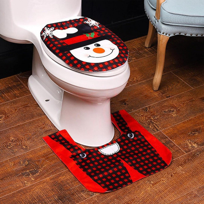 Set Fundas Para Baño De Navidad 2 Piezas Fundas Navideñas