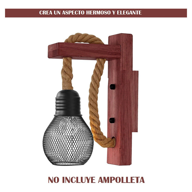 Aplique Muro Exterior Madera Vintage Rustica Farol Retro Sog