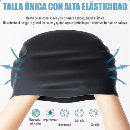 Pack 2 Gorros Natación Silicona Arcashopping Gris Adulto Impermeables