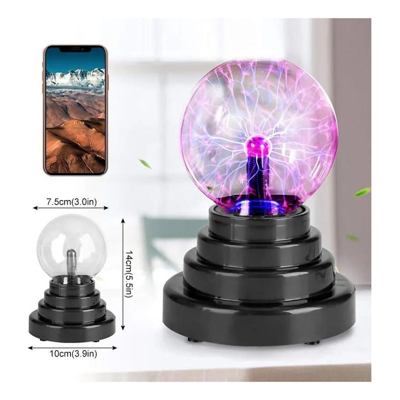 Pack X2 Mini Lampara Plasma Energía Táctil Bola Rayos Usb