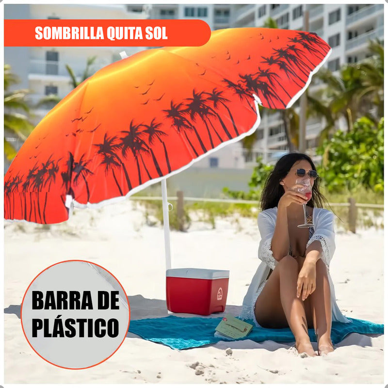 Sombrilla Paraguas Quita Sol Para La Playa 150cm Multicolor