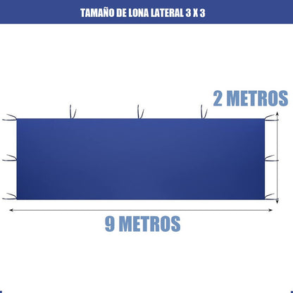 Pack X2 Repuesto Toldo Lona Lateral 3x3 Azul Laterales Toldo