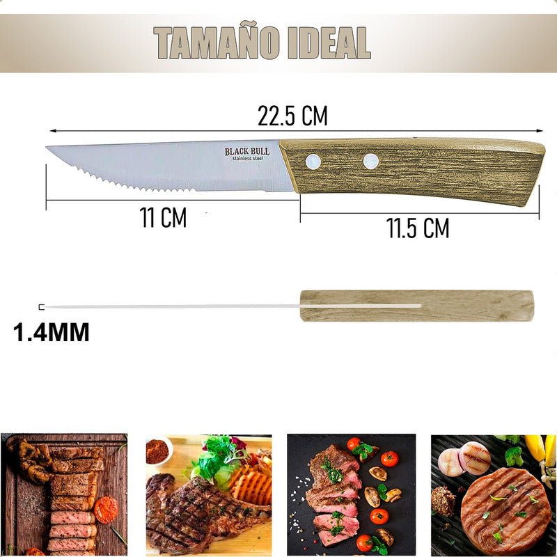 Set De Cuchillos Cuchillo Para Carne Set 4 Cuchillos Steak Black Bull Arcashopping Cuchillos Cocina De Carne Set De 4 Cuchillos Cocina Cuchillos Para Carne Acero Inoxidable Cuchillos Carne De Madera