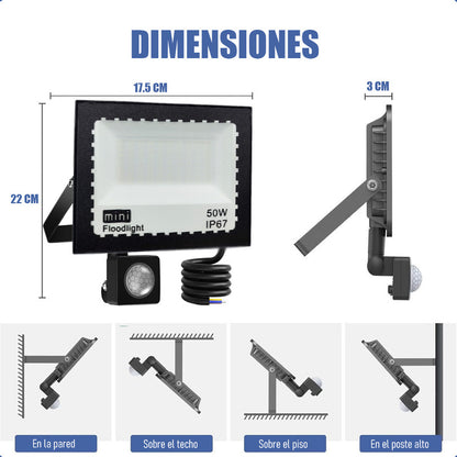 Reflector Foco Led Sensor Movimiento Proyector Focos Led 50w Arcashopping Luminaria Led Exterior Focos Led 50 Watts Foco Led Sensor Movimiento Hogar Iluminacion De Exterior Foco Led 50w
