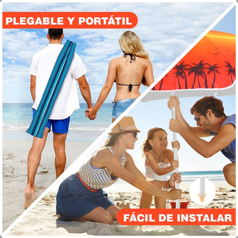 Sombrilla Paraguas Quita Sol Para La Playa 150cm Multicolor
