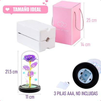 Rosas Eternas Encapsulada Rosa San Valentin Led Vidrio Cupul