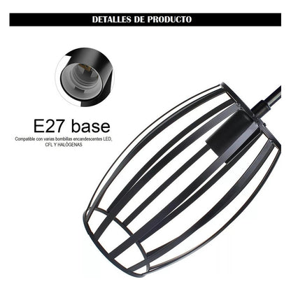 Pack X2 Lámpara Colgante Lámparas Techo Comedor Ovalada E27 Estructura Negro
