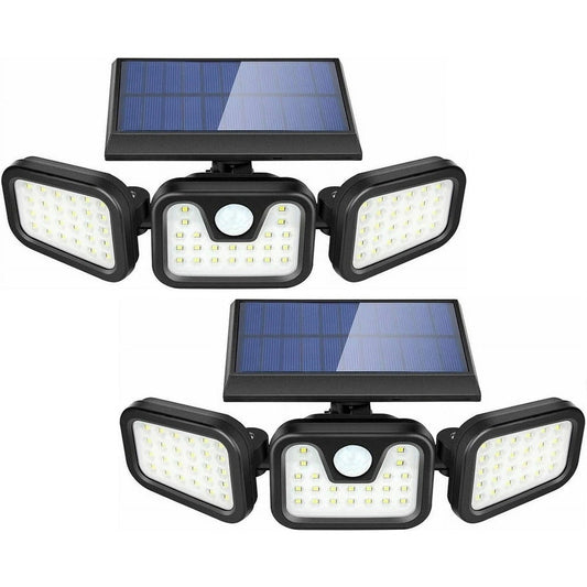 Pack X2 Focos Solar Led Exterior Foco Solar Con Sensor 74led