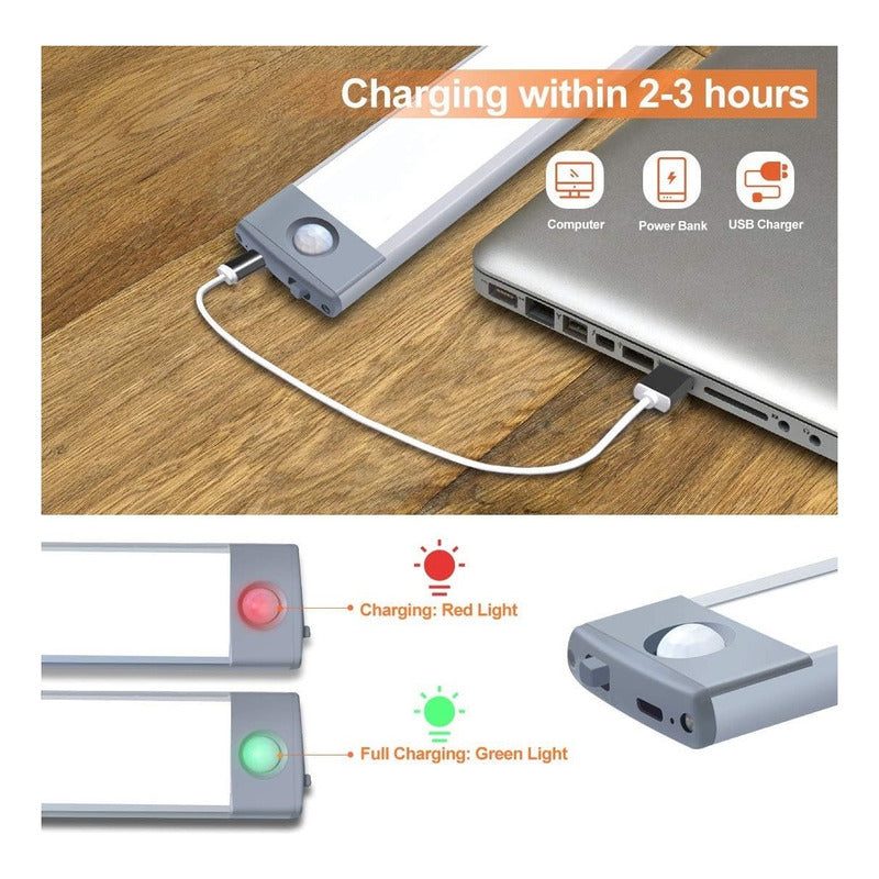 Pack X2 Luz Led Con Sensor Movimiento Barra Closet Baño Coci