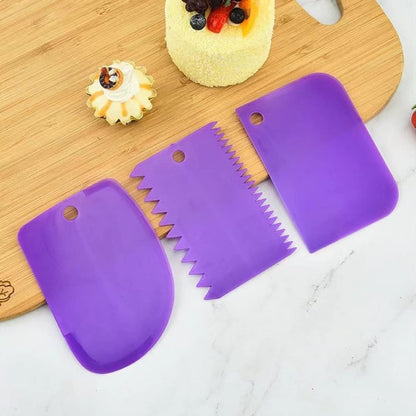 Set 3 Raspadores De Repostería Espátula Texturizadoras Torta
