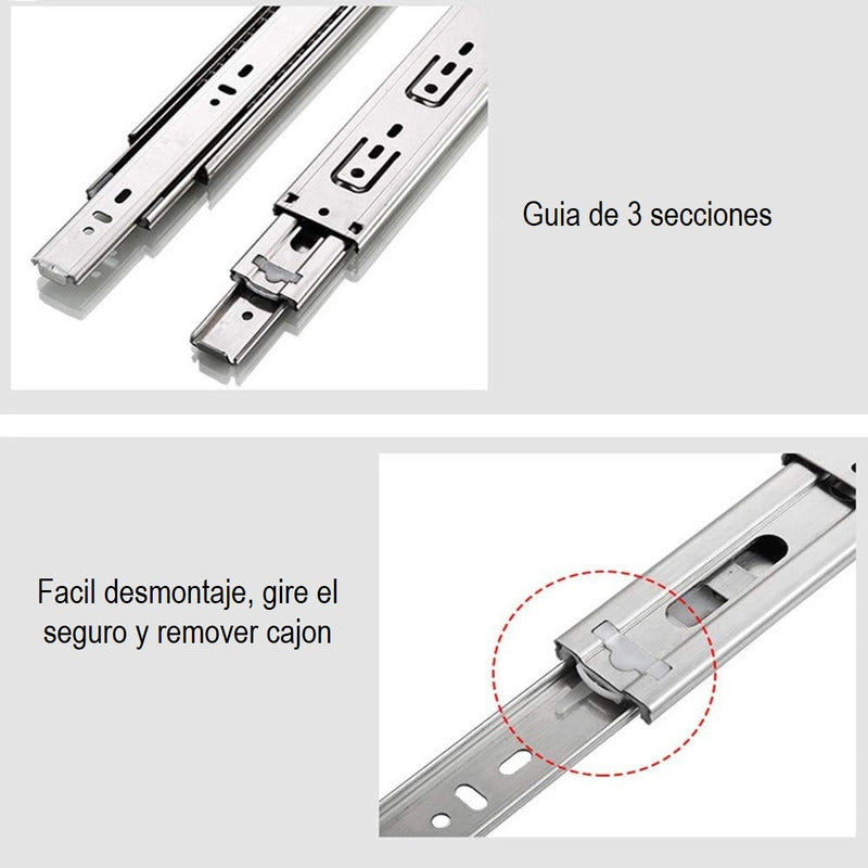Corredera Telescópica Riel Para Cajones Corredera Riel 45cm