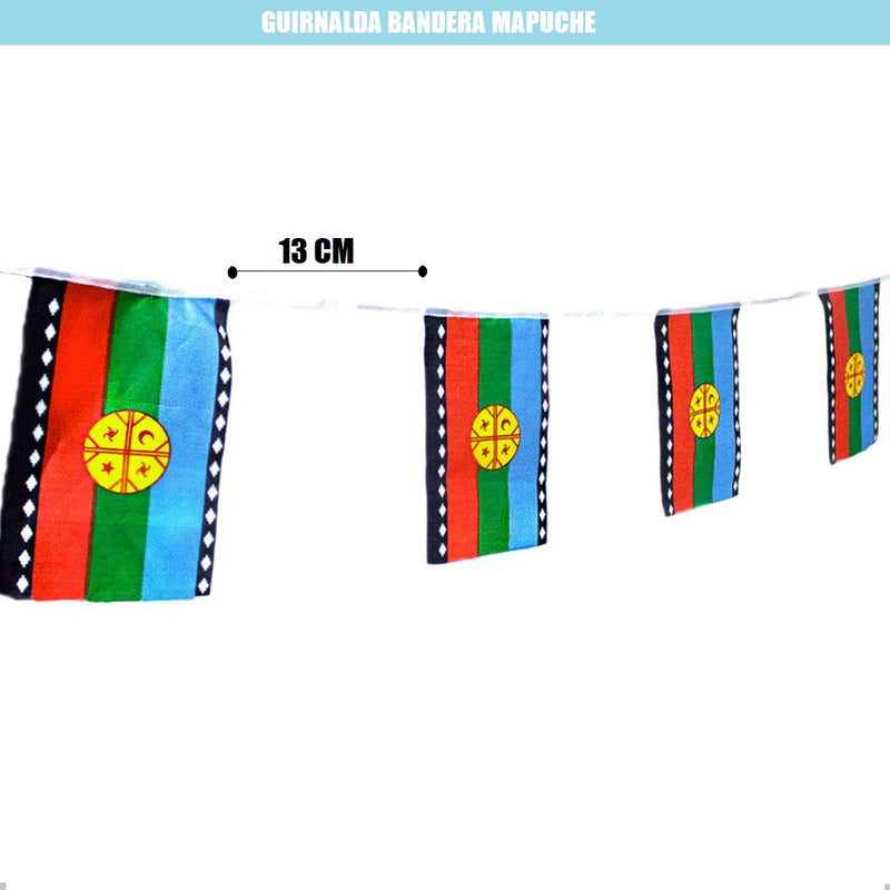 Pack X3 Guirnalda Bandera Mapuche Decoración Fiestas Patrias