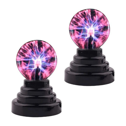 Pack X2 Mini Lampara Plasma Energía Táctil Bola Rayos Usb