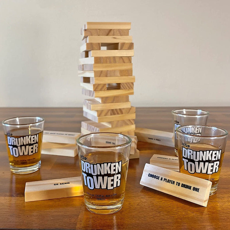 Juego De Mesa Drunken Tower Con 4 Vasos Tragos Shots
